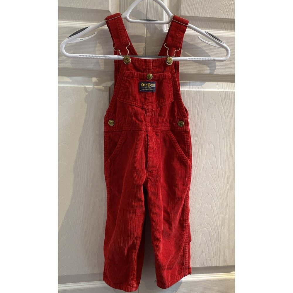 Vintage Oshkosh B’Gosh Red Corduroy Overalls Size 3T Canada Made